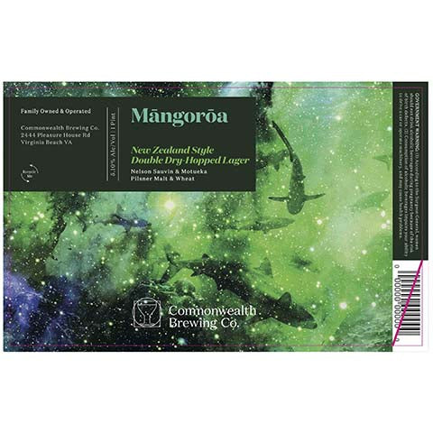 Commonwealth Mangoroa DDH Lager by Commonwealth Brewing Co., beer label