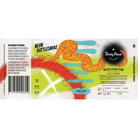 Thirsty Planet Artist Series 2021 Neon Rattlesnake by Thirsty Planet Brewing Co, beer label