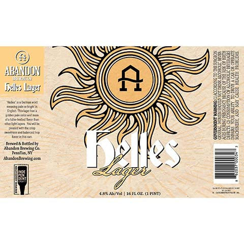 Abandon Helles Lager by Abandon Brewing, beer label