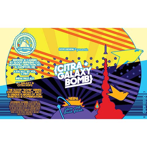Sloop Citra + Galaxy Bomb NEIPA by Sloop Brewing, beer label