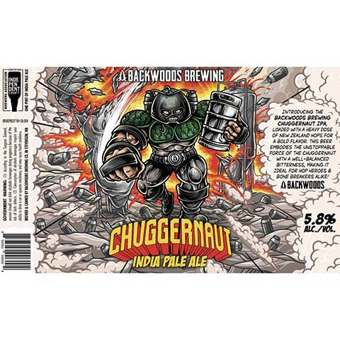 Backwoods Chuggernaut IPA by Backwoods Brewing Co., beer label