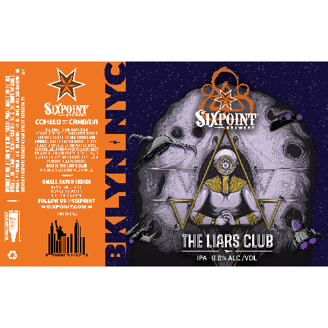 Sixpoint The Liars Club IPA by Sixpoint Brewery, beer label