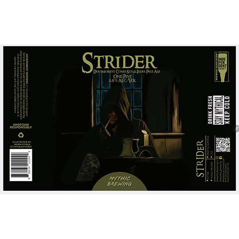 Mythic Strider Double West Coast IPA by Mythic Brewing, beer label