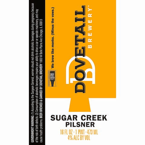 Dovetail Sugar Creek Pilsner by Axe & Arrow Brewing, beer label