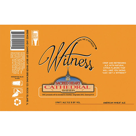 Bent River Sacred Heart Cathedral Wheat by Bent River Brewing Co, beer label