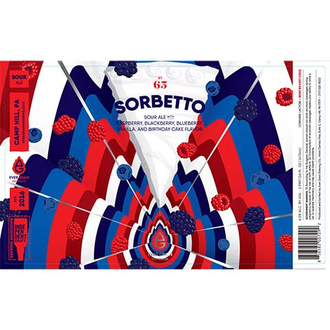 Ever Grain Sorbetto No. 65 Sour by Ever Grain Brewing Co, beer label