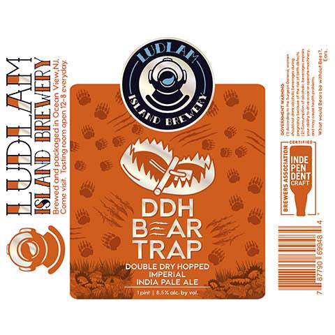 Ludlam DDH Bear Trap Imperial IPA by Ludlam Island Brewery, beer label