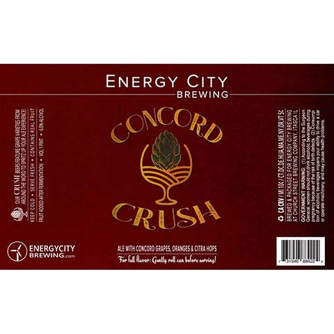 Energy City Concord Crush Ale by Energy City Brewing, beer label