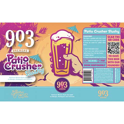 903 Brewers Patio Crusher Slushy Berliner Weisse Ale by 903 Brewers, beer label