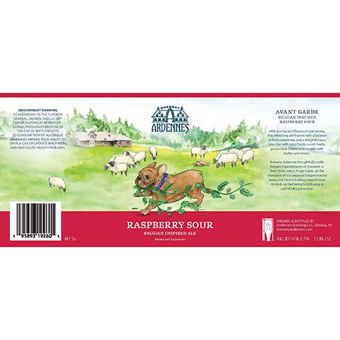 Ardennes Raspberry Sour Belgian Inspired Ale by Ardennes Brewing LLC, beer label