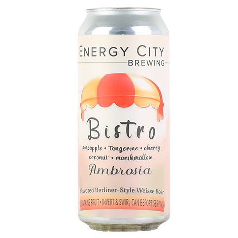 Energy City Bistro Ambrosia Berliner Style Weisse (pineapple, tangerine, cherry, coconut) by Energy City Brewing, beer label