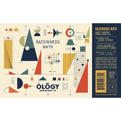 Ology Backwards Math Hazy Double IPA by Ology Brewing Co, beer label