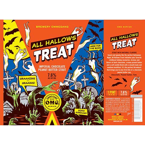 Ommegang All Hallows Treat Imperial Chocolate Peanut Butter Stout by Ommegang, beer label