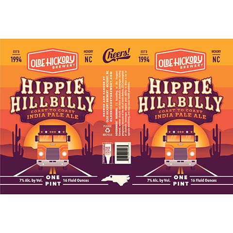 Olde Hickory Hippie Hillbilly IPA by Olde Hickory Brewery, beer label