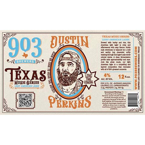 903 Brewers Texas Music Series: Dustin Perkins Lager by 903 Brewers, beer label