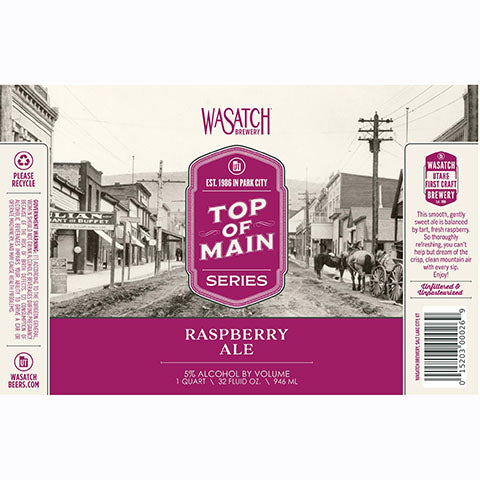 Wasatch Top Of Main Series Raspberry Ale by Wasatch Brewery, beer label