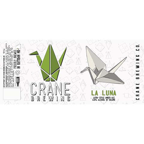 Crane La Luna Amber Ale by Crane Brewing Company, beer label