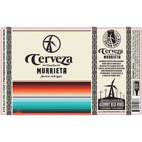 Altamont Cerveza Murrieta Lager by Altamont Beer Works, beer label
