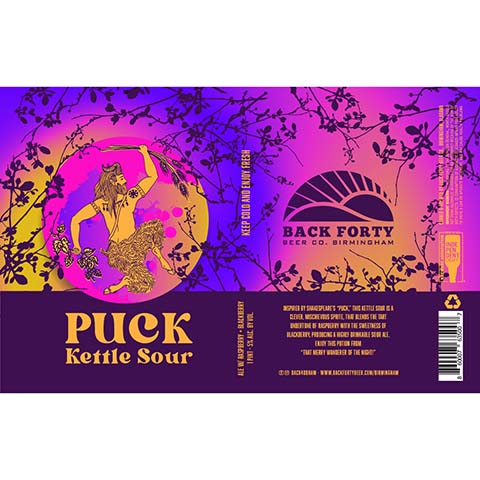 Back Forty Puck Kettle Sour Ale by Back Forty Beer Co., beer label
