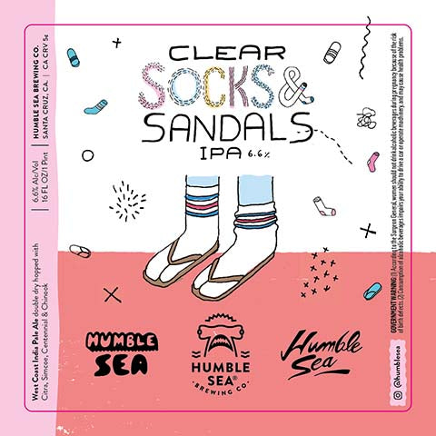 Humble Sea Clear Socks & Sandals IPA by Humble Sea Brewing Co, beer label