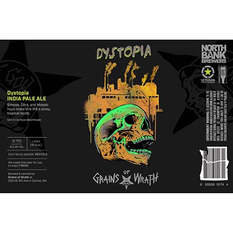 Grains of Wrath Dystopia IPA by Grains of Wrath Brewing, beer label