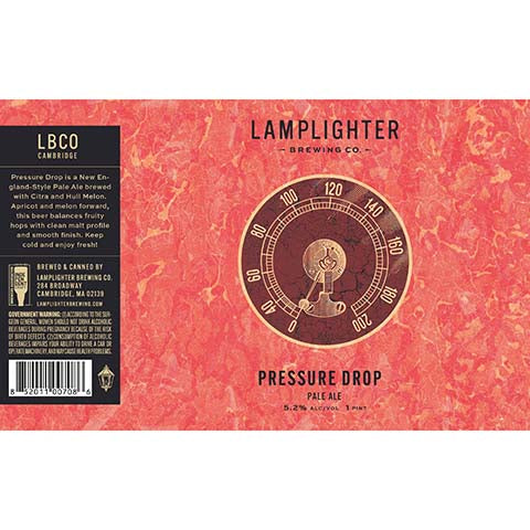 Lamplighter Pressure Drop Pale Ale by Lamplighter Brewing Co., beer label