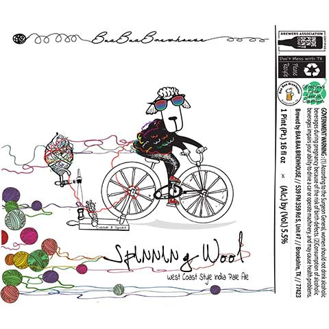 Baa Baa Spinning Wool West Coast IPA by Baa Baa Brewhouse, beer label