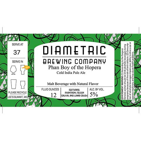 Diametric Phan Boy of the Hopera Cold IPA by Diametric Brewing Company, beer label