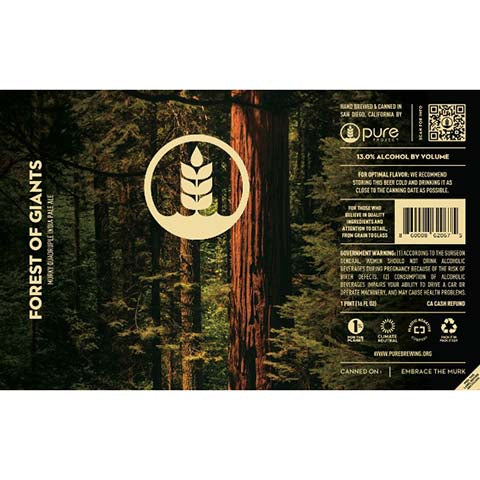 Pure Project Forest Of Giants Murky Quadruple IPA by Pure Project, beer label