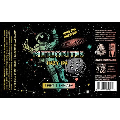 King Fox Meteorites Hazy IPA by King fox Brewery, beer label