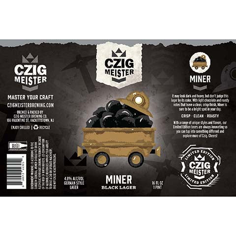 Czig Meister Miner Black Lager by Czig Meister Brewing Co., beer label