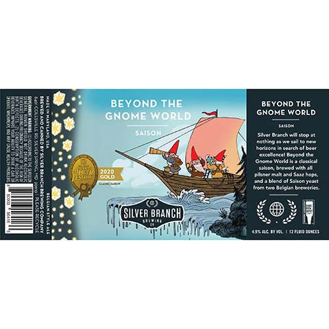 Beyond the Gnome World Saison Belgian-Style Ale by Silver Branch Brewing, beer label