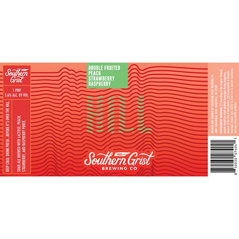 Southern Grist Double Fruited Peach Strawberry Raspberry Hill by Southern Grist Brewing Company, beer label