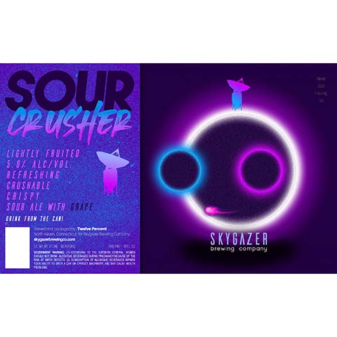 Skygazer Sour Crusher Grape Sour Ale by SKYGAZER Brewing Co, beer label