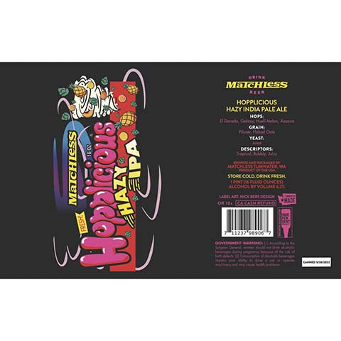 Matchless Hopplicious Hazy IPA by Matchless Brewing, beer label