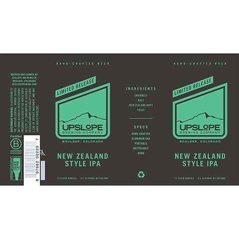 Upslope New Zealand Style IPA by Upslope Brewing Co., beer label