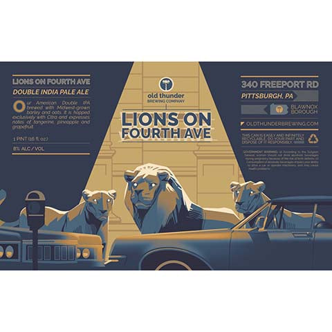 Old Thunder Lions On Fourth Ave DIPA by Old Thunder Brewing Company, beer label