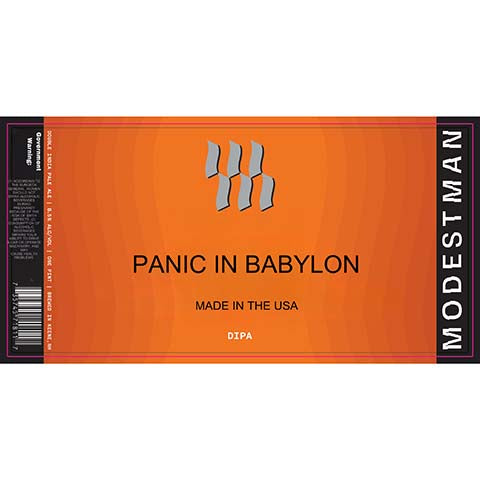 Modestman Panic in Babylon DIPA by Modestman Brewing, beer label