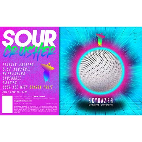 Skygazer Sour Crusher Dragon Fruit Sour Ale by SKYGAZER Brewing Co, beer label