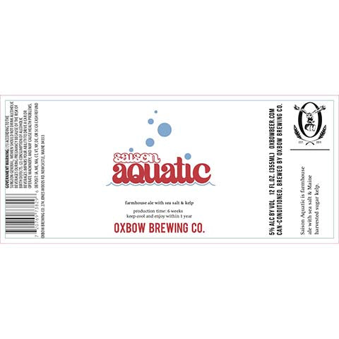 Oxbow Saison Aquatic Farmhouse Ale by Oxbow Brewing Co, beer label