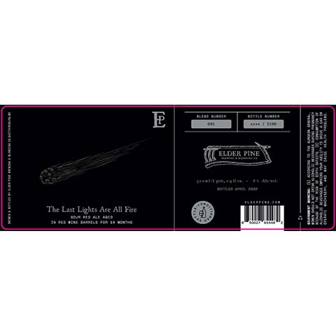 Elder Pine The Last Lights Are All Fire Sour Red Ale by Elder Pine Brewing & Blending Co., beer label