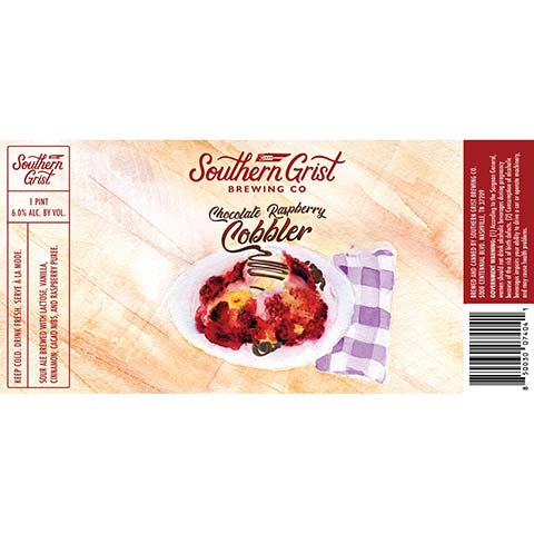 Southern Grist Chocolate Raspberry Cobbler Sour Ale by Southern Grist Brewing Company, beer label