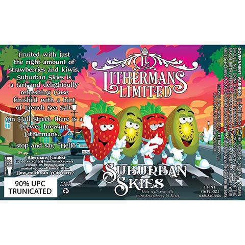 Lithermans Limited Suburban Skies Sour Ale by Lithermans LLC, beer label