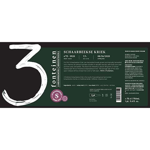 3 Fonteinen Schaarbeekse Kriek by 3 Fonteinen, beer label