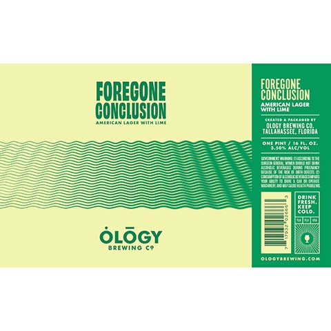 Ology Foregone Conclusion Lager by Ology Brewing Co, beer label