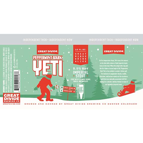 Great Divide Peppermint Bark Yeti Imperial Stout by Great Divide Brewing Co, beer label