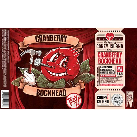 Coney Island Cranberry Bockhead Lager by Coney Island Beer, beer label