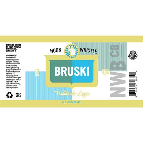 Noon Whistle Bruski Traditional Lager by Noon Whistle Brewing Company, beer label
