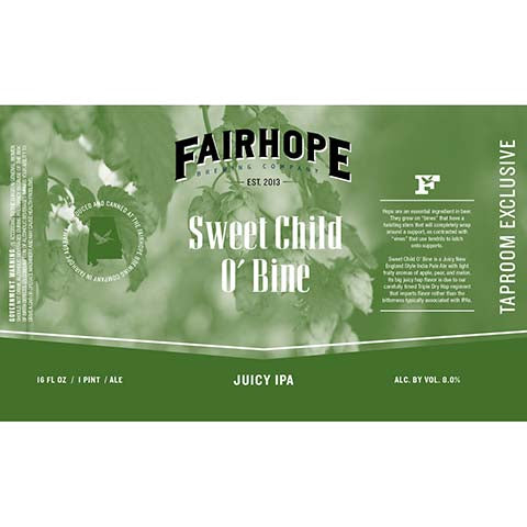 Fairhope Sweet Child O'Bine Juicy IPA by Fairhope Brewing Co, beer label