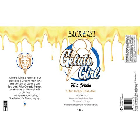 Back East Gelato Girl Piña Colda Citra IPA by Back East Brewing, beer label